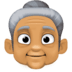 👵🏽 old woman: medium skin tone display on Facebook